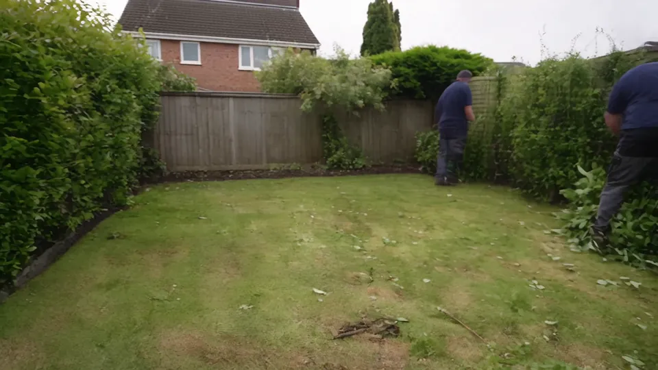 Garden cleared and the cuttings taken away: after